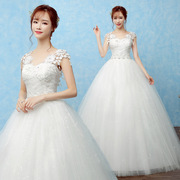 婚纱2023春季韩式抹胸双肩白色一字肩蕾丝修身新娘齐地婚纱