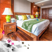 苏梨刺猬紫檀j实木双人床，新中式红木家具，床头柜京瓷原木雕花