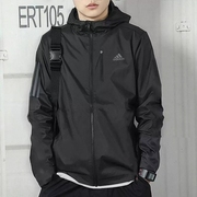 Adidas阿迪达斯外套男2024春季梭织运动服黑色上衣防风夹克