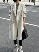 韩国东大门双面羊绒大衣女2023秋冬澳羊毛高级感长款西装外套