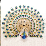 孔雀钟表挂钟客厅欧式创意钟家用(钟，家用)大气静音时钟现代装饰挂表中国风