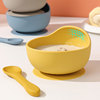 宝宝辅食碗儿童自主进食训练勺婴儿专用餐具，防摔防烫碗硅胶吸盘碗