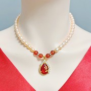天然珍珠项链女近圆强光优雅时尚气质送妈妈送女友母亲节生日礼物