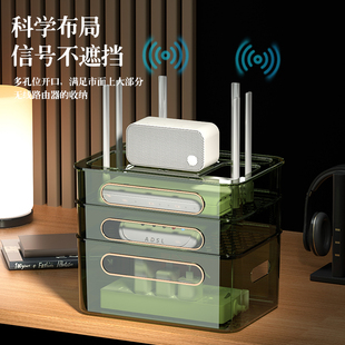 wifi无线路由器收纳盒光猫放置盒子桌面机顶盒置物架，电线整理神器
