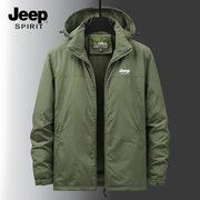 jeep吉普男士棉衣加绒加厚保暖冲锋衣，防水防风大码工装夹克外套