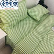 老粗布纯棉加厚子床单，被单被套四件套双人豆绿，小格2.2米床床单2.
