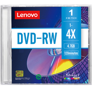 联想可擦写dvd刻录光盘空白光盘DVD-RW 4.7G 16X空白盘单片装刻录光碟DVD+RW可擦写1-4x光盘