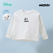 迪士尼童装男童纯白纯棉，米奇长袖t恤
