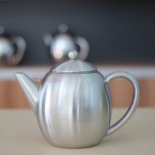 德国原单双层隔热厚实304不锈钢茶壶保温花茶壶过滤网家用闷茶壶
