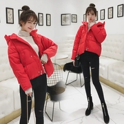红色棉衣女短款2023年冬韩版加厚宽松棉服小个子面包服外套潮