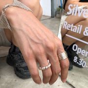 泰国纯手工925银素银ins设计感几何螺纹，螺旋立体时髦百搭戒指