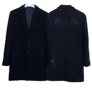 拉夏pt系列名品男装冬商务，高级厚柔毛呢西装，外套短大衣2a2791黑色