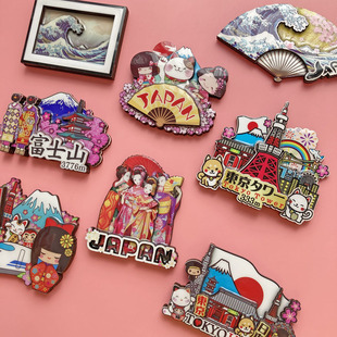 日本冰箱贴卡通可爱磁性吸铁石，装饰贴立体木质磁贴日本旅游纪念品