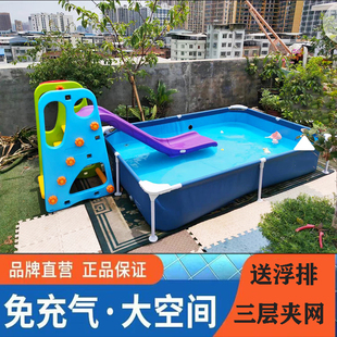 超大支架儿童游泳池家用大型成人，免充气水池，家庭户外夹网简易泳池