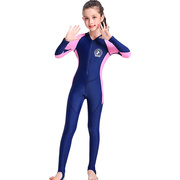 儿童泳衣女童长袖连体全身温泉女孩中大童学生沙滩宝宝泳装潜水服