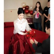 新中式国风女汉服马面裙女套装敬酒服新娘结婚便装，回门订婚礼服裙