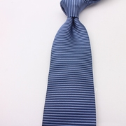 西班牙青年学生横条纹领带窄7cm韩版 纯真丝蓝色英伦风商务领带潮