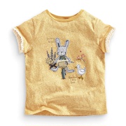 女童黄色短袖宝宝贴布绣兔子T恤纯棉半袖上衣儿童夏装婴儿打底衫9