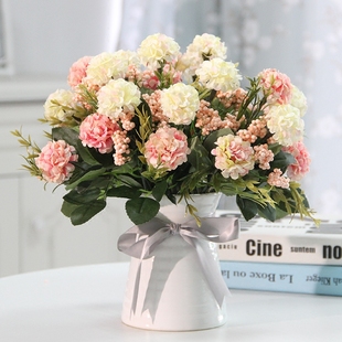 馥郁仿真花玫瑰花艺套装花卉盆栽，含花瓶假花装饰绢花，客厅餐桌摆件
