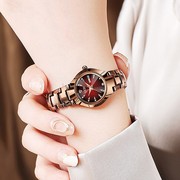 女歌迪钨钢色日历钢带星期显示石英手表中学生考试手表士时尚