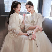 结婚伴娘礼服香槟色中式旗袍高级感姐妹团小众2022春秋小个子