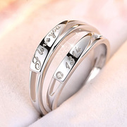 结婚对戒韩版男女情侣钻戒，简约时尚锆石，镶钻铜镀银戒指情人节礼物