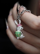 18k兔子红宝石祖母绿钻石吊坠胸针金镶嵌天然钻石珠宝宝石