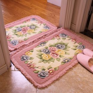 玫瑰花客厅地垫门口脚垫，防滑垫入户蹭灰大门垫，卧室床边毯家用地毯