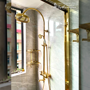 名暖欧式复古全铜冷热，法式仿古浴室，淋浴花洒喷头套装