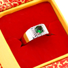 韩版简约时尚绿红宝石戒指男个性情人节礼物钛钢戒子饰品单身刻字