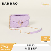 sandrooutlet女士优雅淡紫色，设计感带肩袢链条，背提包sfasa00804