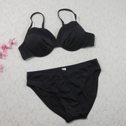 f388外贸泳衣女性感黑色，钢托聚拢分体，两件套度假沙滩比基尼泳装46