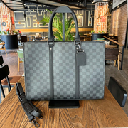 男士公文包商务短途行李袋大容量，单肩斜跨简约通勤手提电脑包