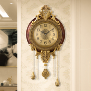 实木美式挂钟轻奢家用欧式钟表，客厅时钟挂墙丽声，豪华餐厅复古挂表