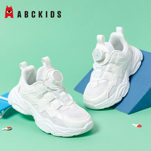 Abckids童鞋 儿童小白鞋2025春夏款男童运动鞋女童白色校园休闲鞋