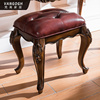 美式全实木梳妆凳真皮换鞋凳化妆凳欧式方凳子小矮凳钢琴古筝坐凳