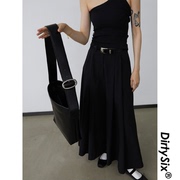 dirtysix原创潮牌简约时尚，复古黑色单肩包大容量大包，托斜挎包女包