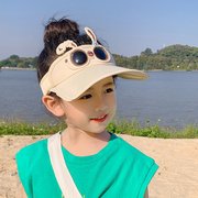 儿童防晒帽子夏季大沿遮阳防紫外线，男女孩宝宝可爱空顶沙滩太阳帽