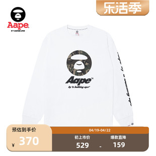 Aape男装春夏迷彩猿颜图案字母印花潮流酷帅长袖T恤1378XXL