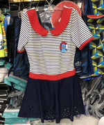 HOSA浩沙儿童泳衣连体裙式平角水手风短袖可爱女童泳衣121121102