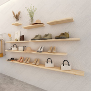 定制墙上置物架实木一字隔板壁挂收纳架服装店鞋包店展示架子北欧