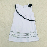 西班牙麦家设计师款女童白色荷叶边夏季全棉无袖连衣裙公主裙