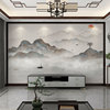 墙纸3d立体中式水墨山水，电视背景墙壁纸客厅装饰壁布，定制壁画墙布