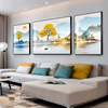 客厅装饰画现代简约新中式沙发背景墙三联挂画山水画，轻奢大气壁画