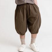 夏季男童五分裤纯棉薄，款儿童裤子女童休闲裤小孩，中童森系韩版短裤