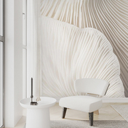 北欧风3d立体壁纸客厅沙发壁画，简约j美式蘑菇白色壁纸卧室背
