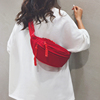 红色胸包女日系时尚帆布小挎包休闲百搭运动腰包单肩背包斜挎包潮