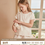 Rosetree女童睡衣夏季薄款儿童纯棉短袖女孩宝宝家居服2023年