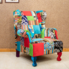 欧式老虎椅单人沙发实木包布迷彩设计轻奢居家书房店铺工作室