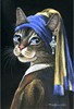 印花dmc纯棉绣线十字绣套件客厅，大画戴珍珠(戴珍珠)耳环的小猫